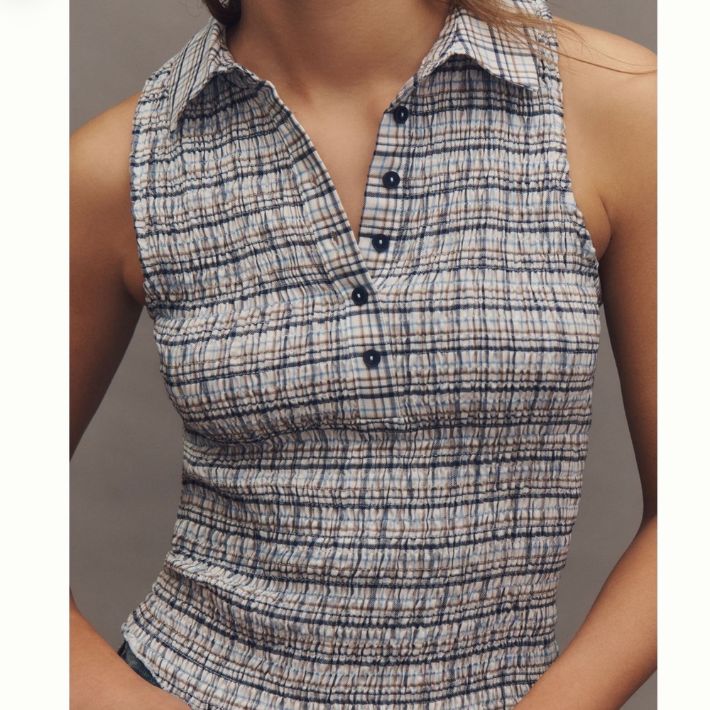 Anthropologie Pilcro Sleeveless Shirred Top, NWOT - Picture 4 of 7
